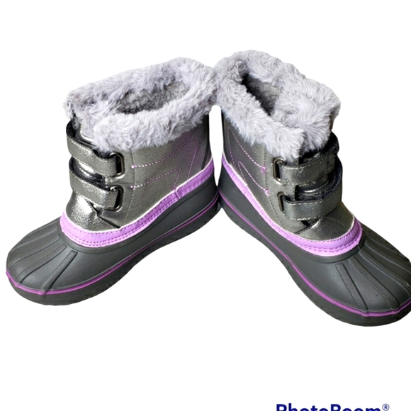 London Fog LFK Totty 13 Months Lavender Sparkle NWOT * Minor Flaw Snow Booties - Picture 4 of 14